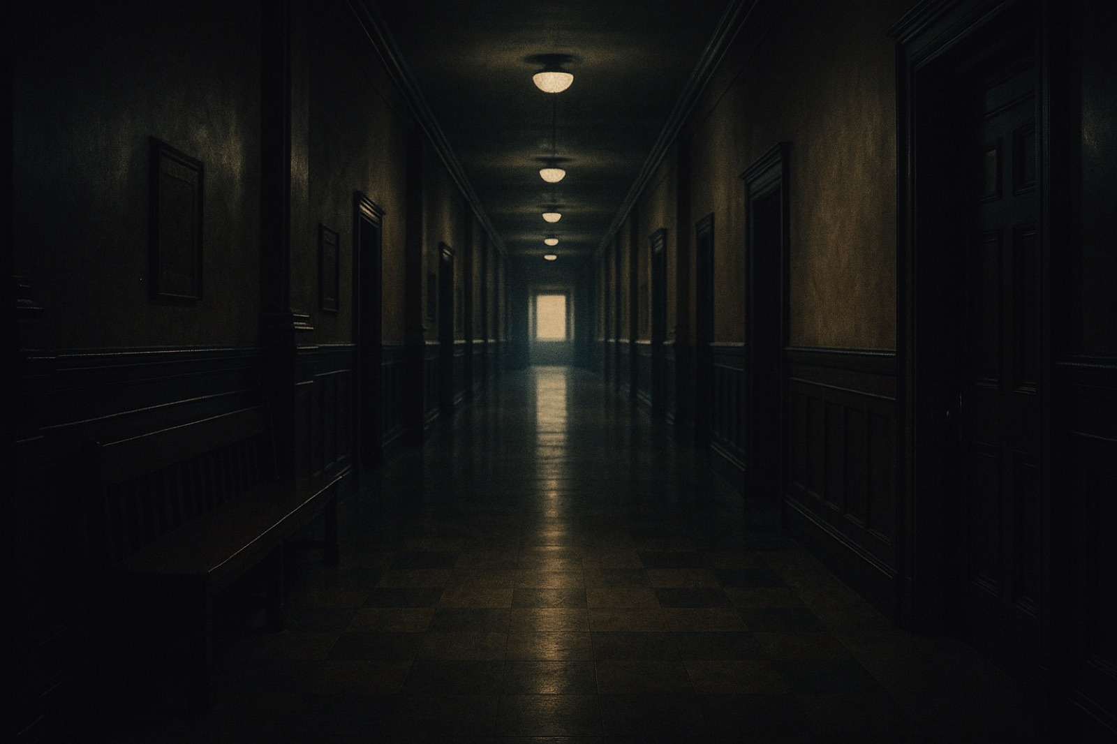 Elegant corridor in a historic Wrocław court with classic architecture.